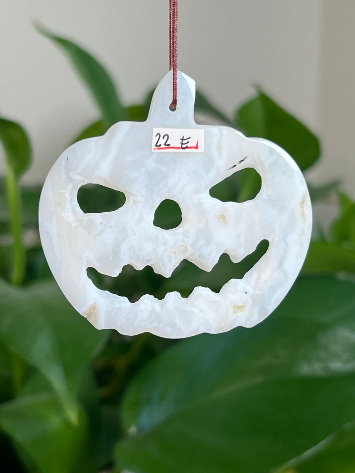 White Plume Agate Jack-O-Lantern Ornaments