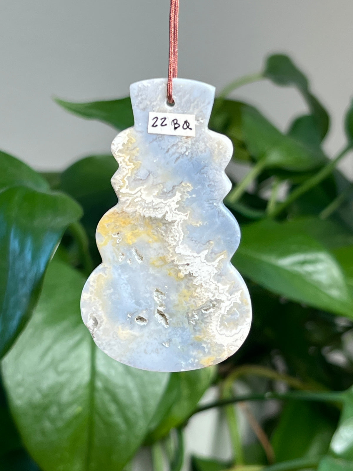Blue Plume Agate Snowman Ornaments