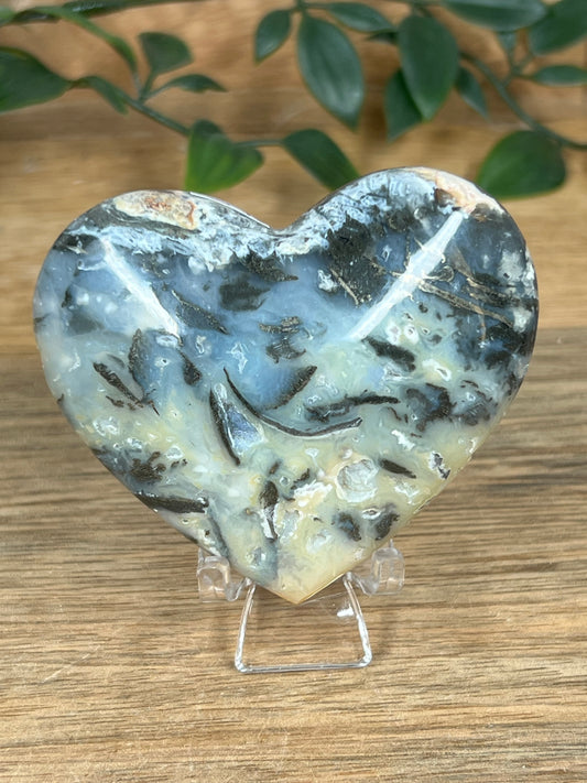 Rainbow Plume Agate Heart