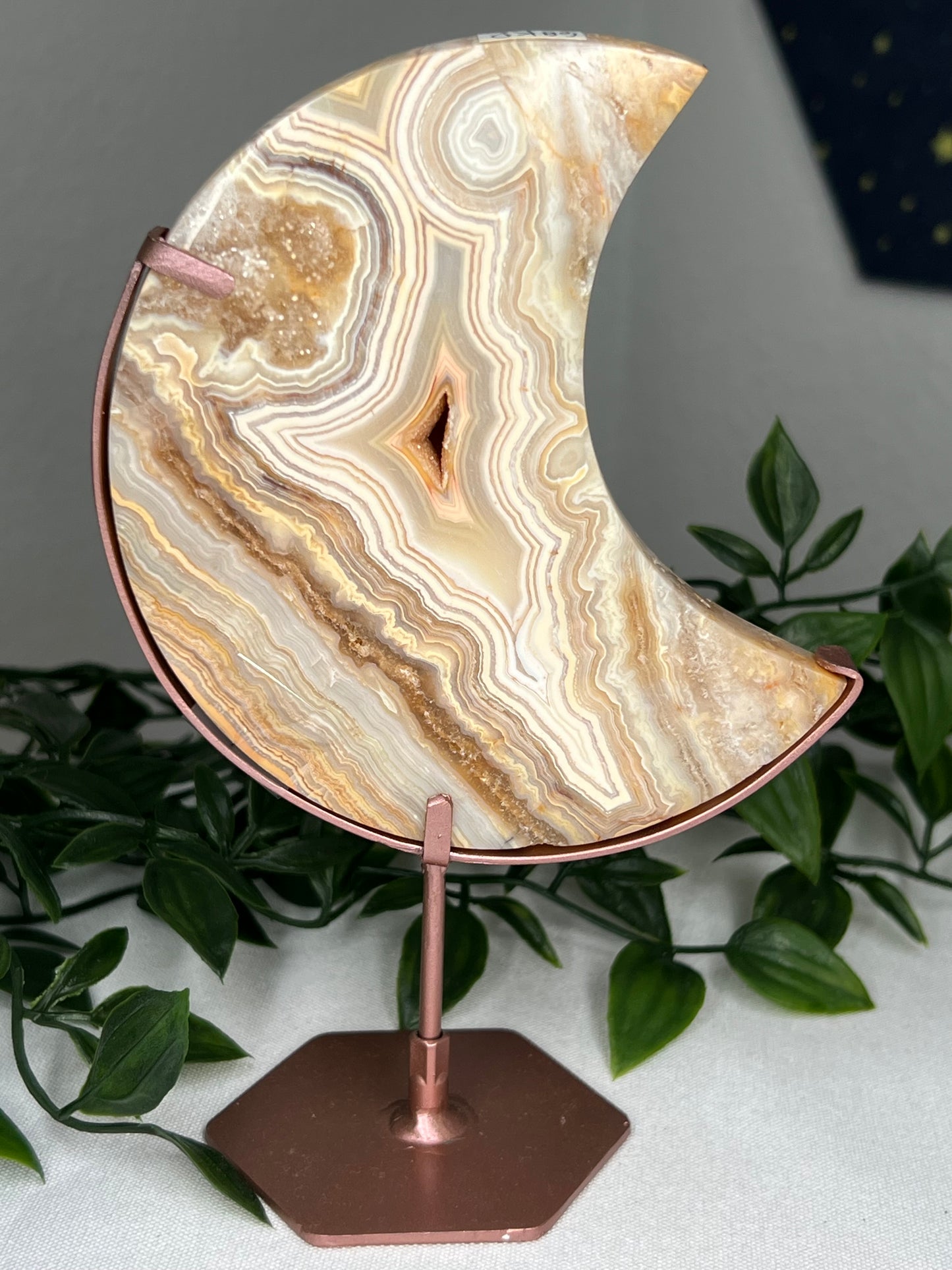 Yellow Crazy Lace Agate Moon