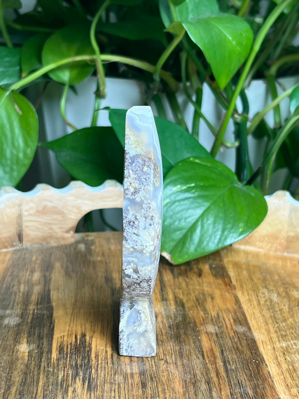 Scenic Moss Agate Self-Standing Moon: NL
