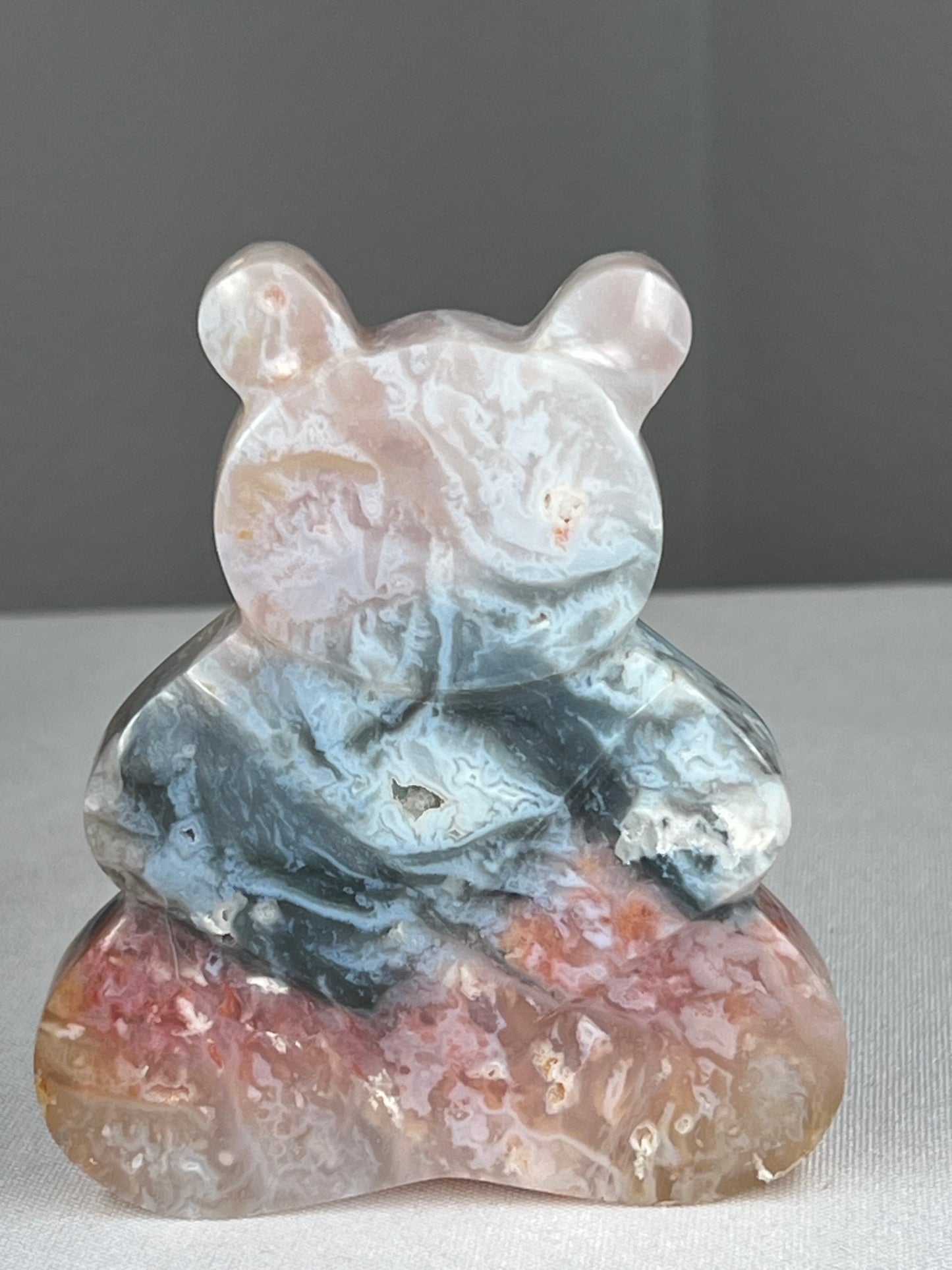 Rainbow Plume Agate Bear