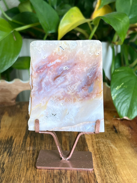 Rainbow Plume Agate Slab: AA