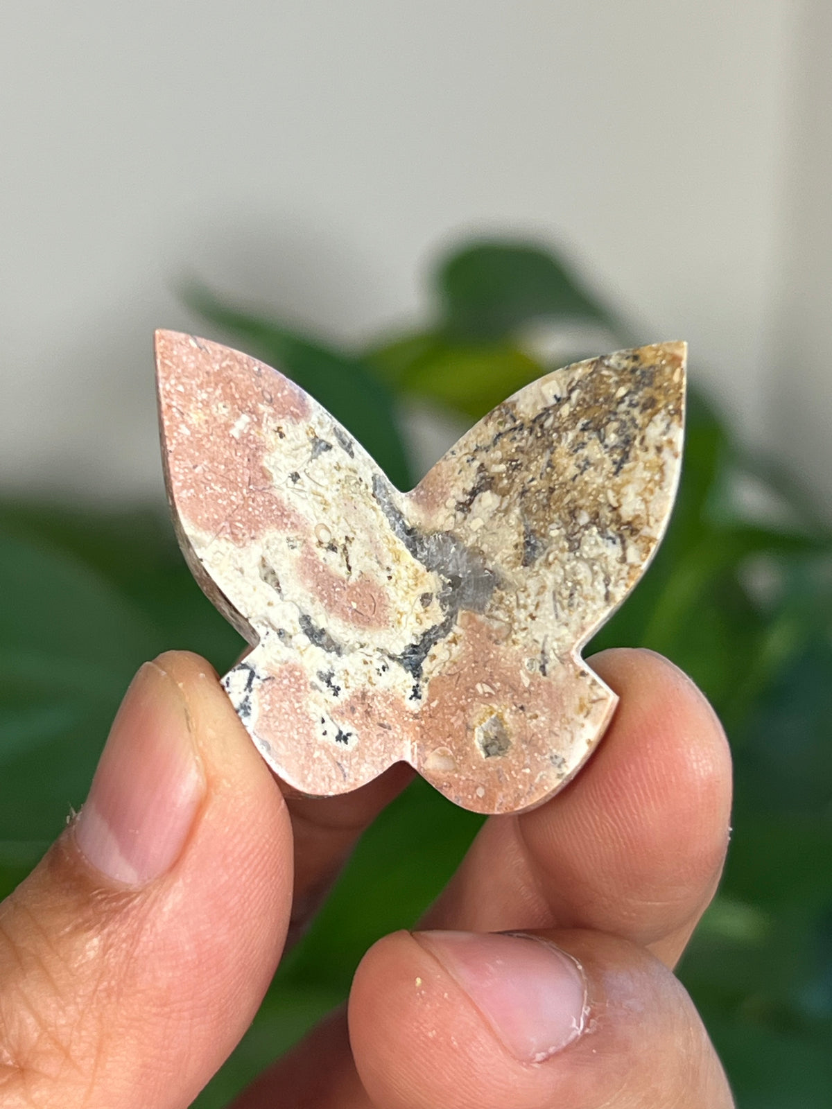 Peachy Pink Dendritic Jasper Mini 3D Butterflies
