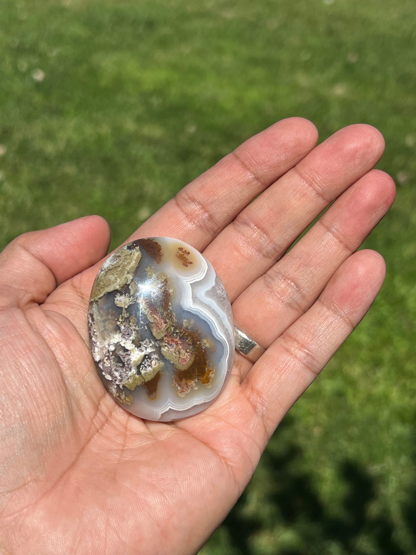 Scenic Moss Agate Palmstone PB