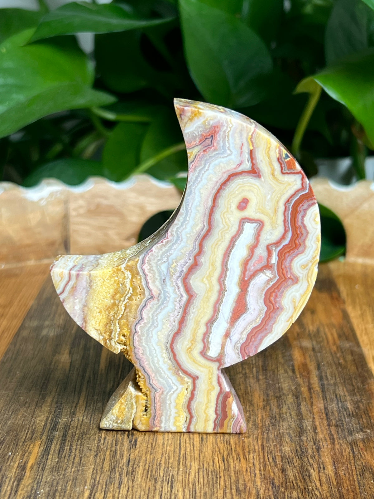 Crazy Lace Agate Self Standing Moon: N