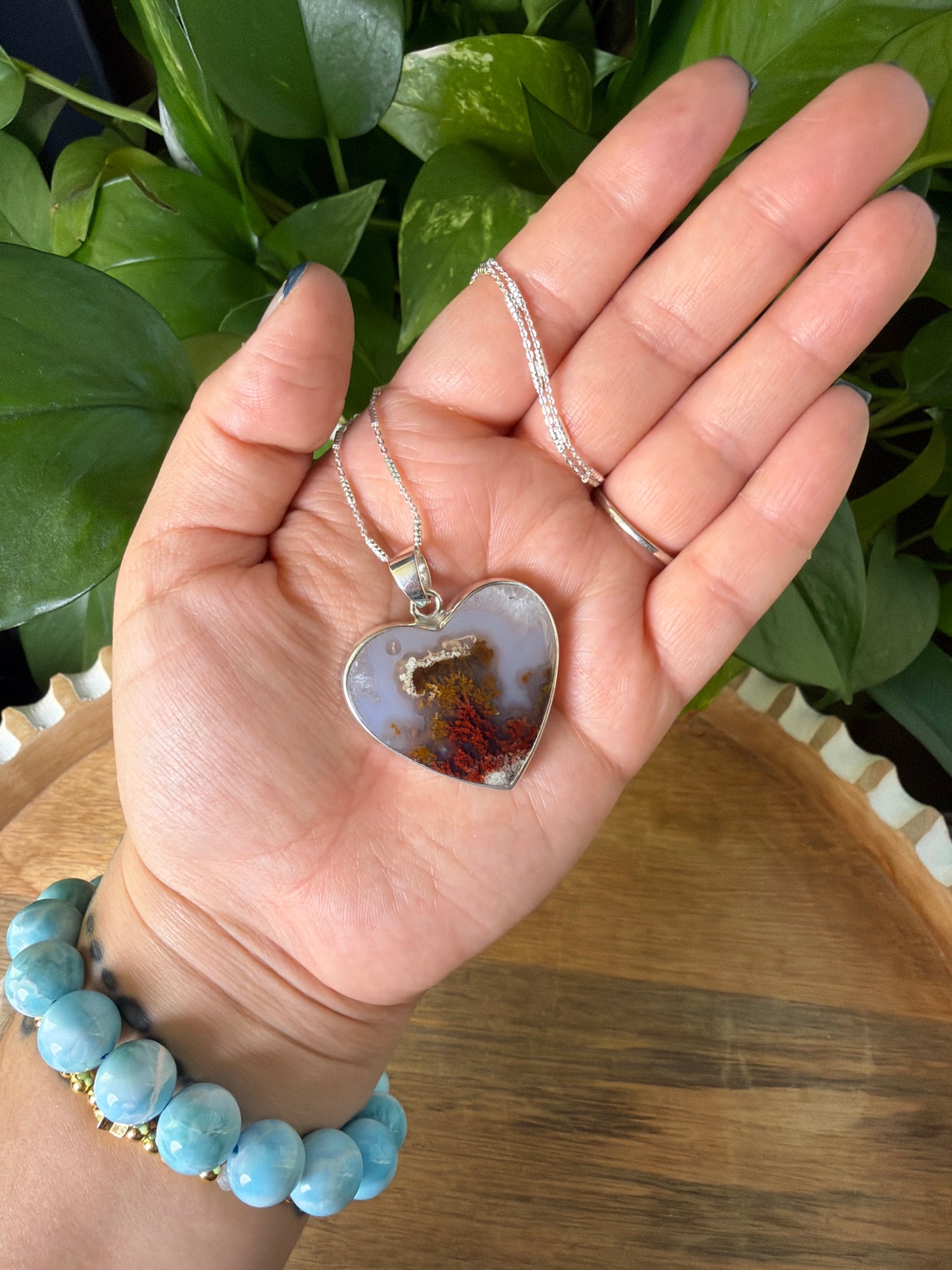 Scenic Moss Agate Heart Pendant