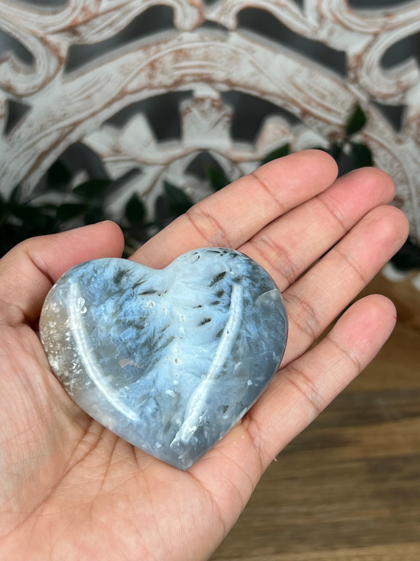 Rainbow Plume Agate Heart