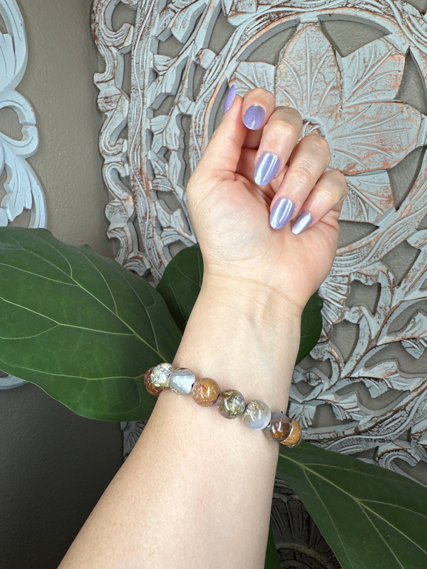 Scenic Moss Agate Beaded Bracelet (12mm)