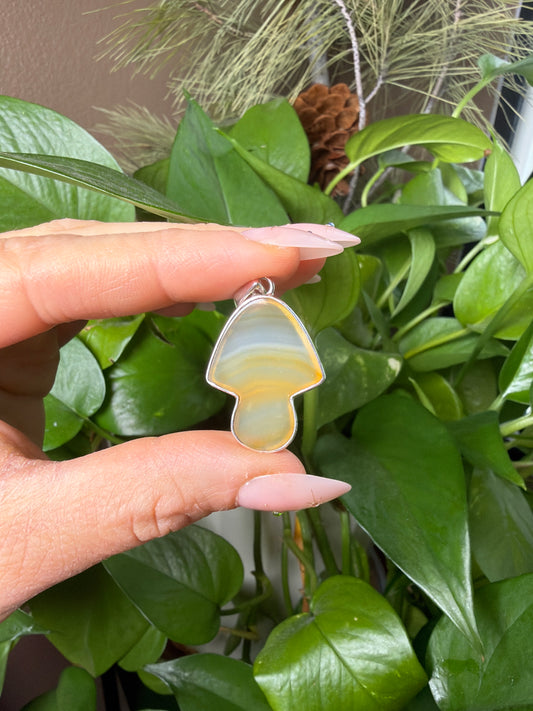Iris Agate Mushroom Necklace