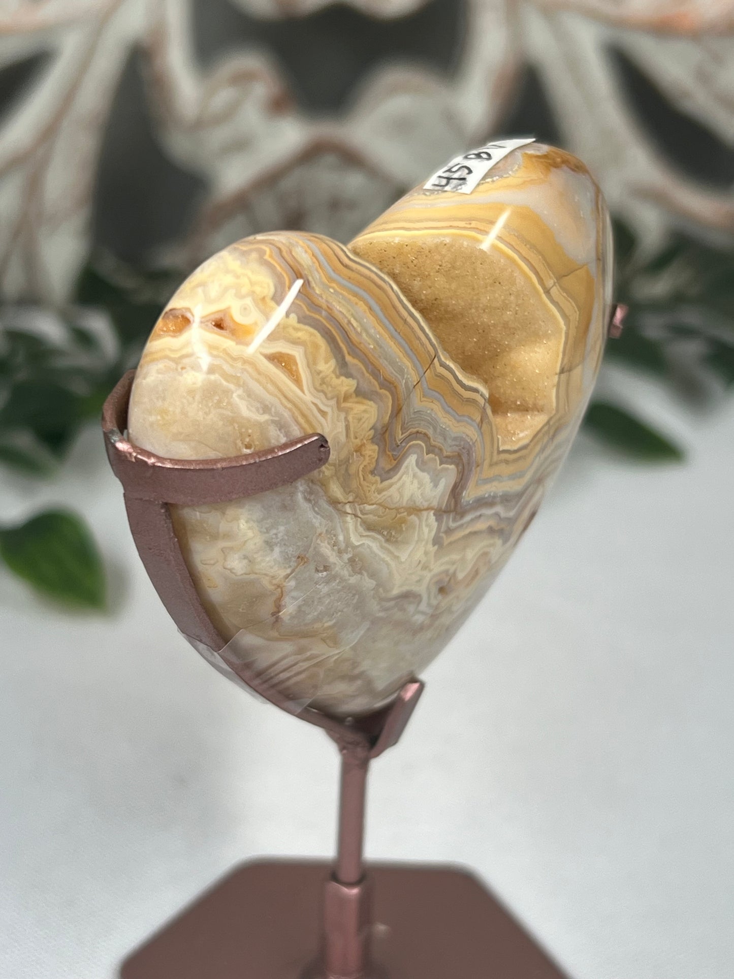 Yellow Crazy Lace Agate Heart