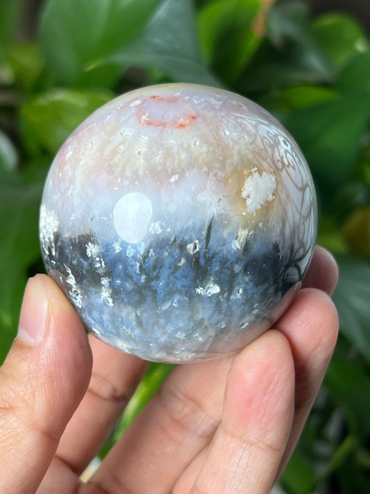 Rainbow Plume Agate Sphere