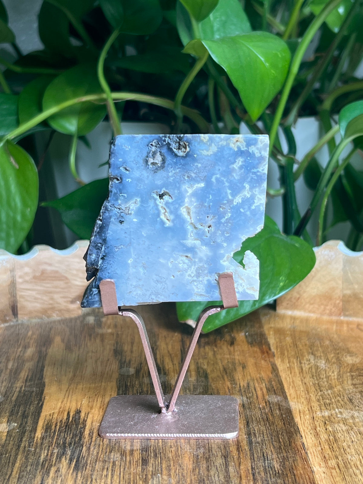 Blue Plume Agate Slab: E