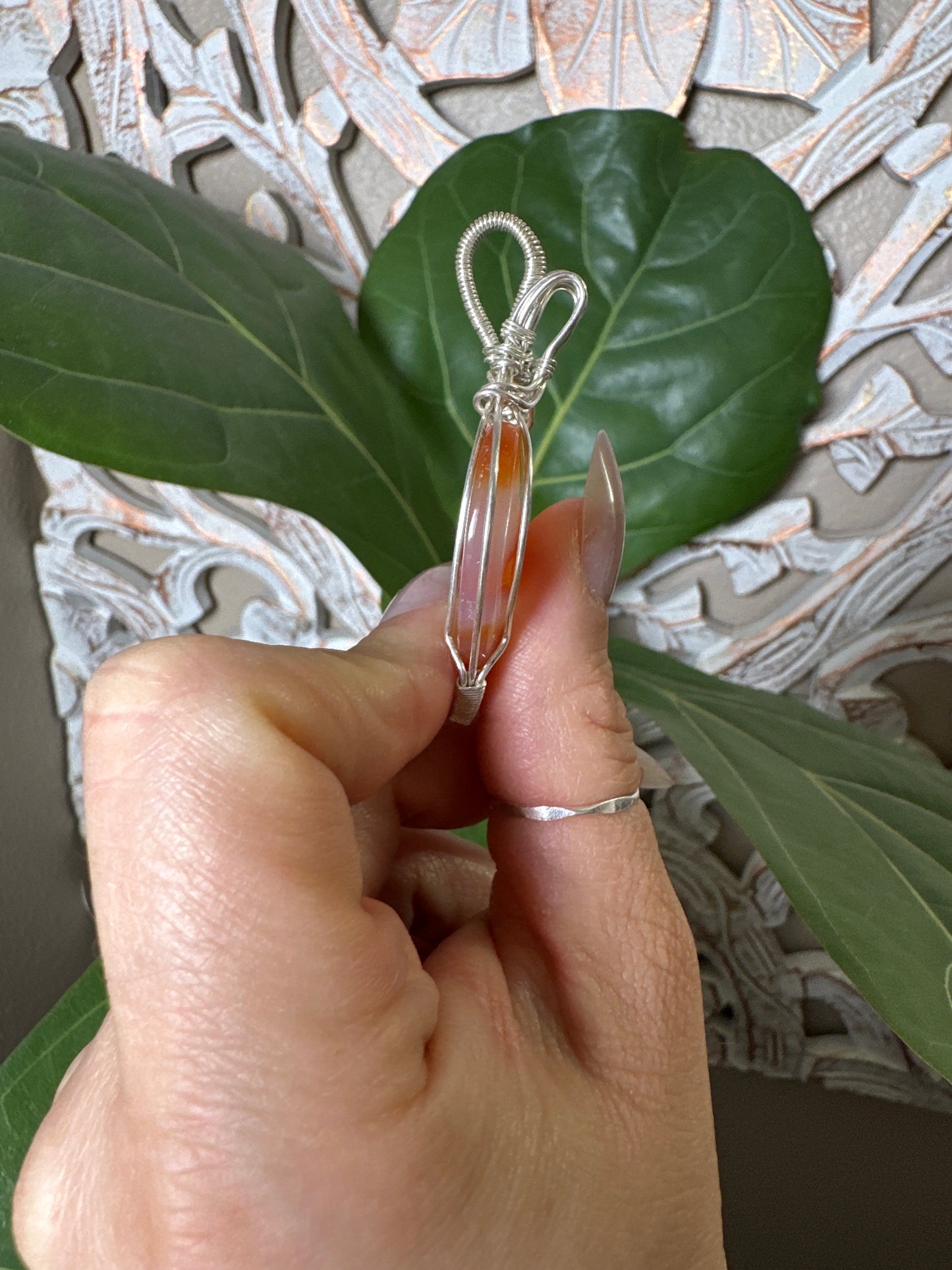Carnelian Wire Wrapped Necklace