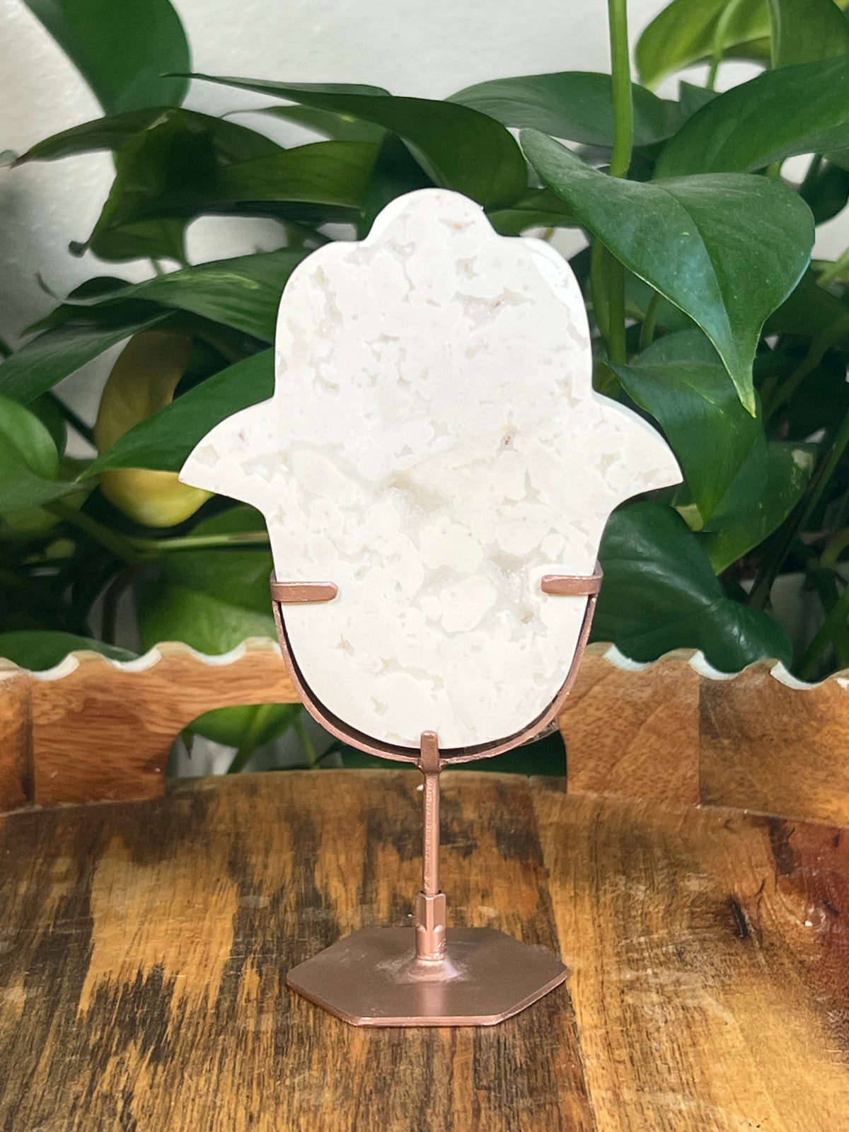 White Plume Agate Hamsa