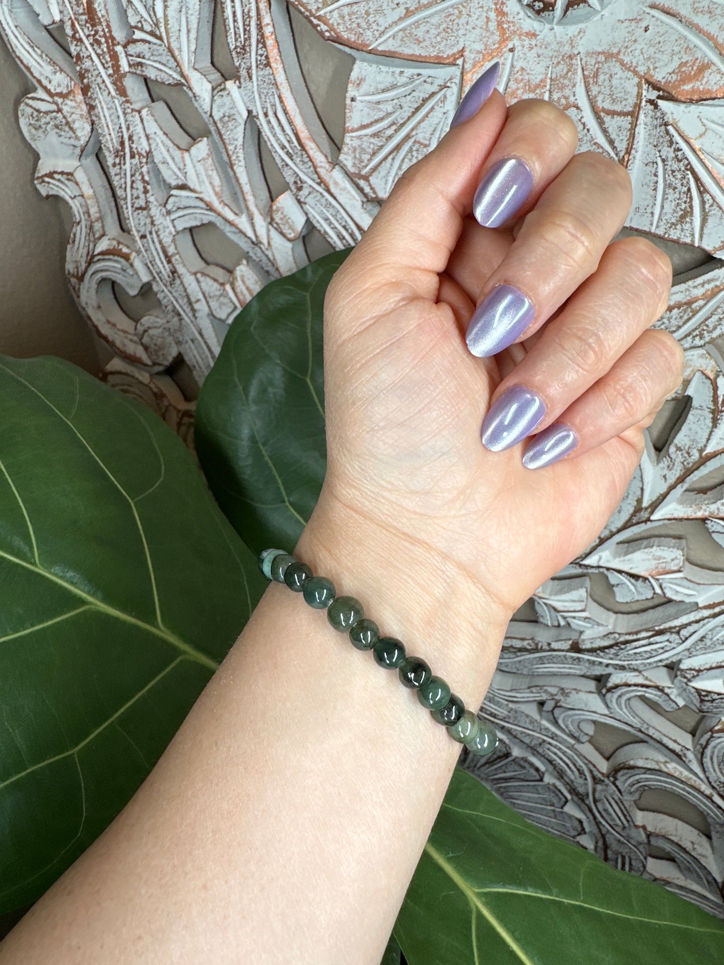 Green Burmese Jade Beaded Bracelet (7mm)