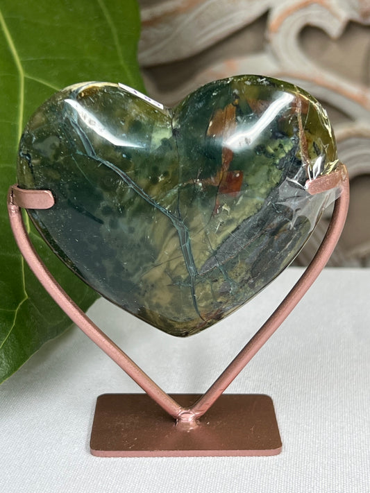 Mossy Jasper Heart