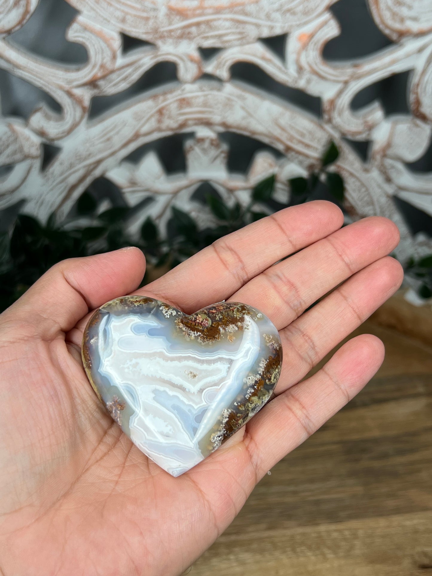 Scenic Moss Agate Heart