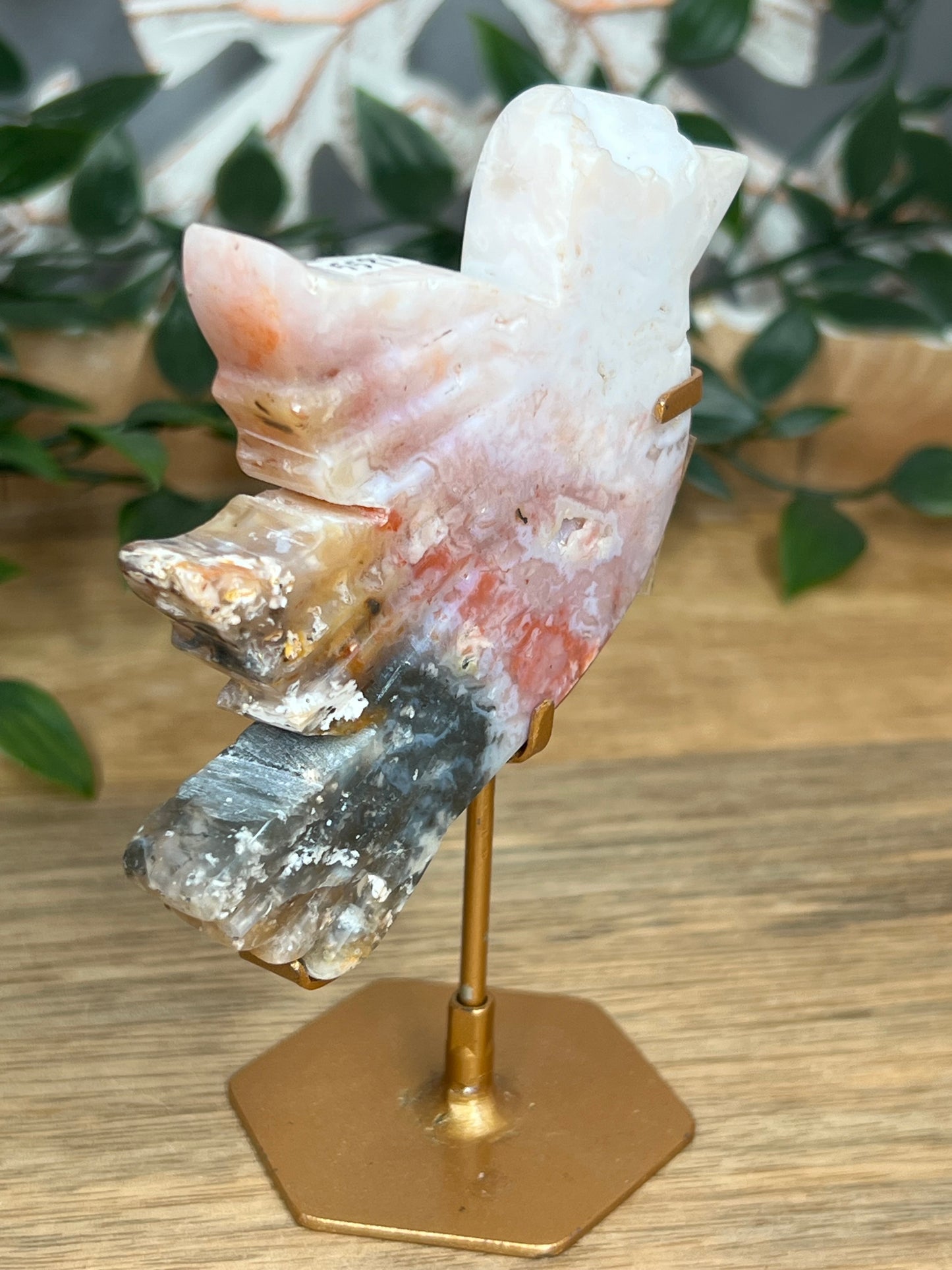 Rainbow Plume Agate Bird