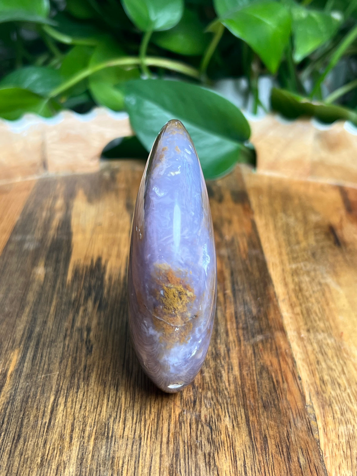 Purple Chalcedony In Gold Self-Standing Moon: NB