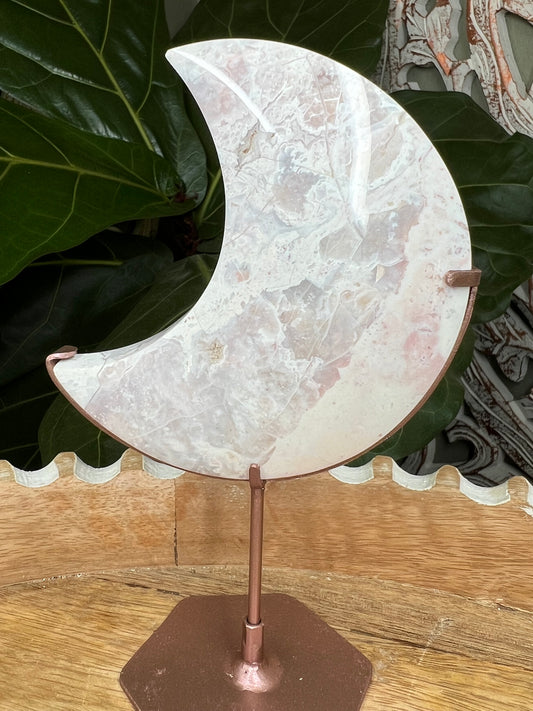 Pink Plume Agate Moon