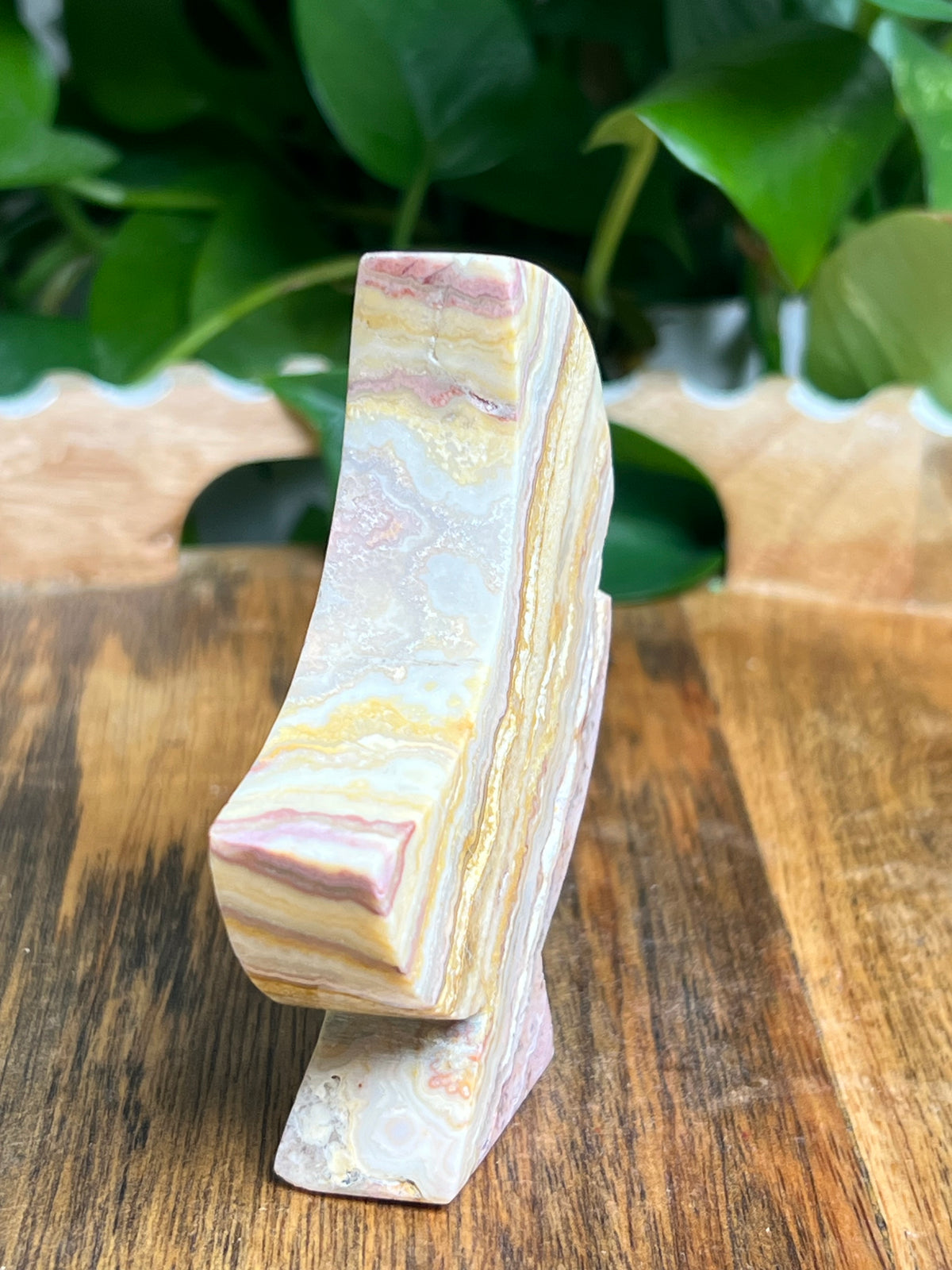 Crazy Lace Agate Self Standing Moon: E