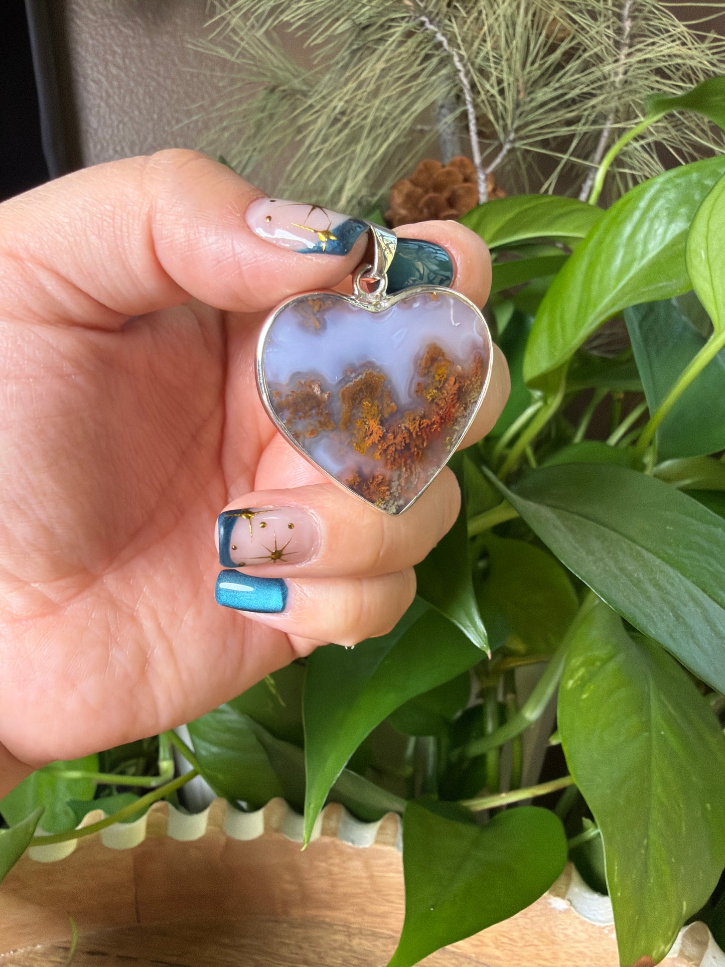 Scenic Moss Agate Heart Pendant