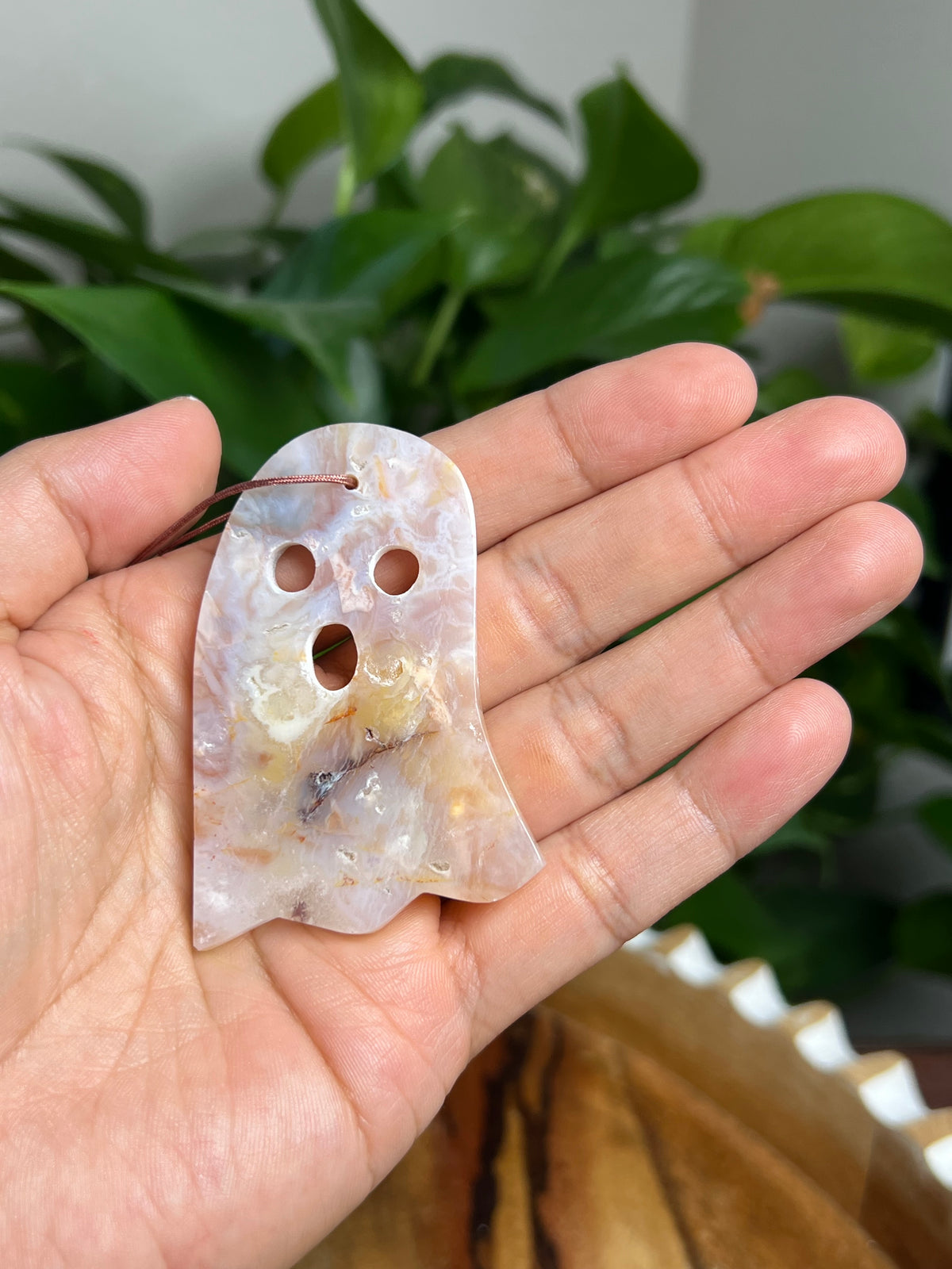 Rainbow Plume Agate Ornament Ghost: KL