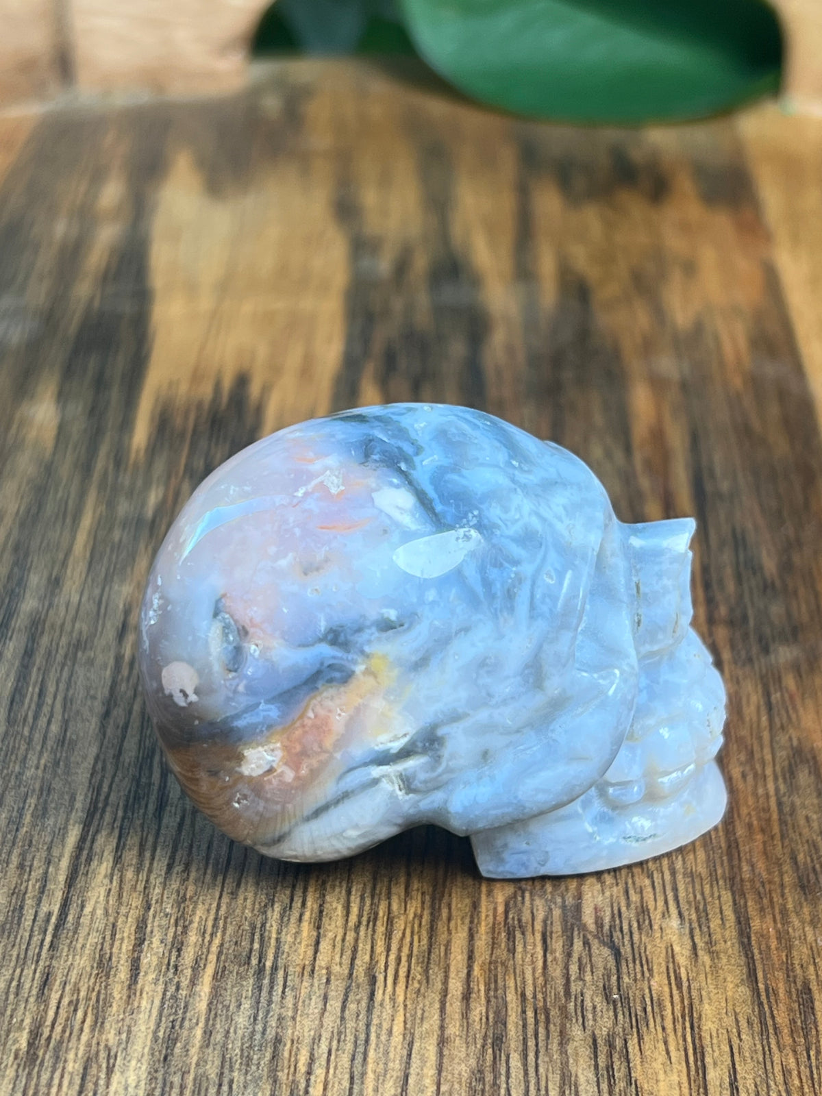Rainbow Plume Agate Mini Skull: DA