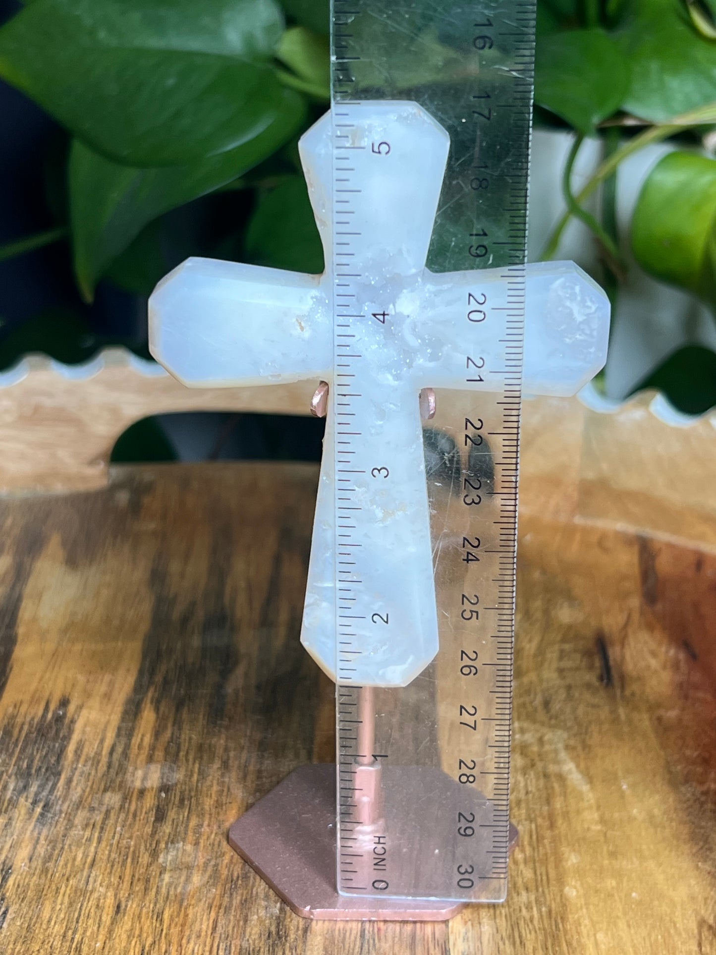 White Plume Agate Cross