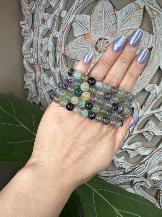Fluorite Beaded Bracelet (8mm)