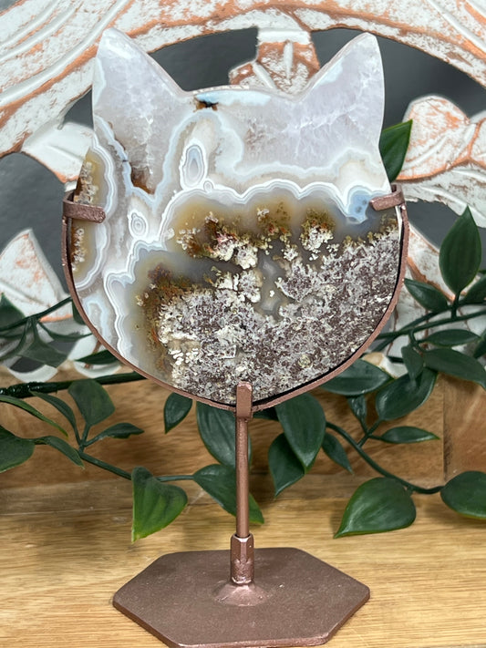 Scenic Moss Agate Cat Head