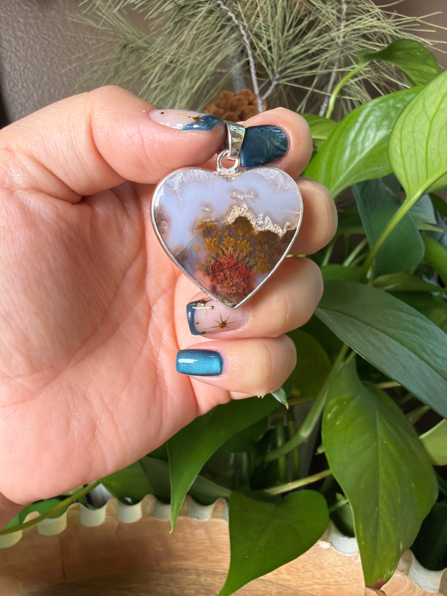 Scenic Moss Agate Heart Pendant