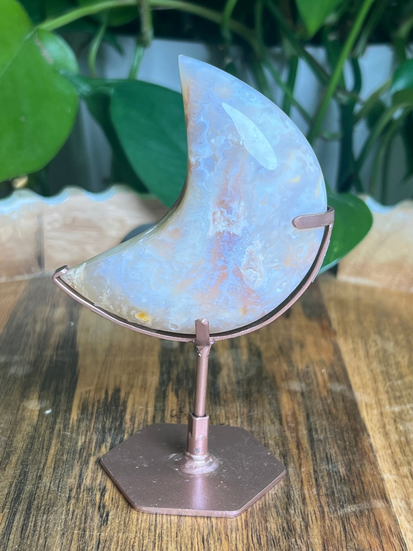 Rainbow Plume Agate Moon: KQ