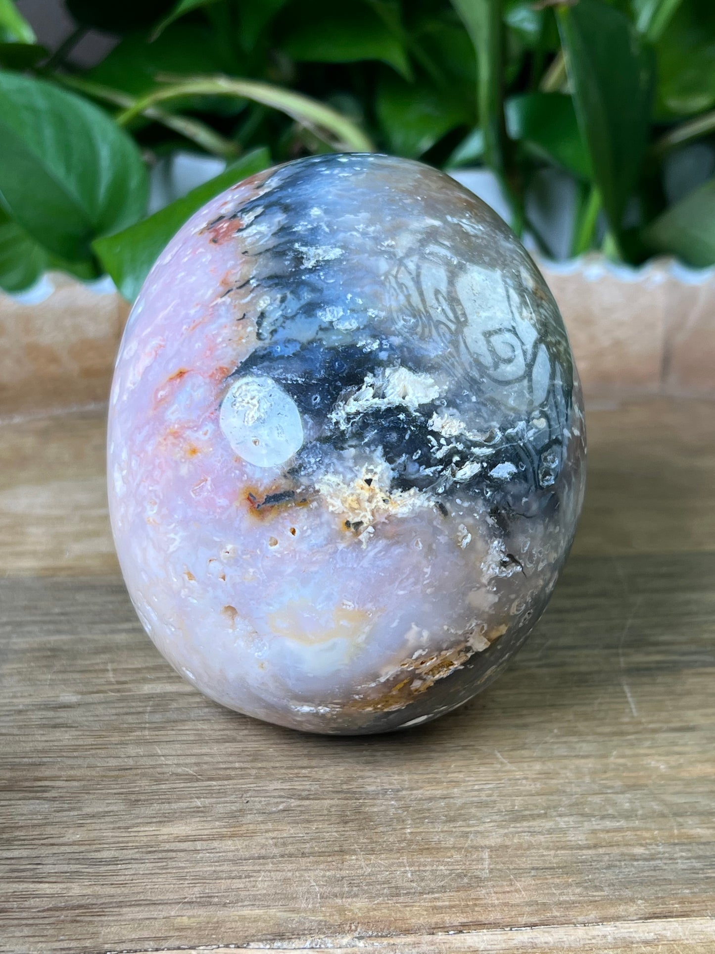 Rainbow Plume Agate Skull