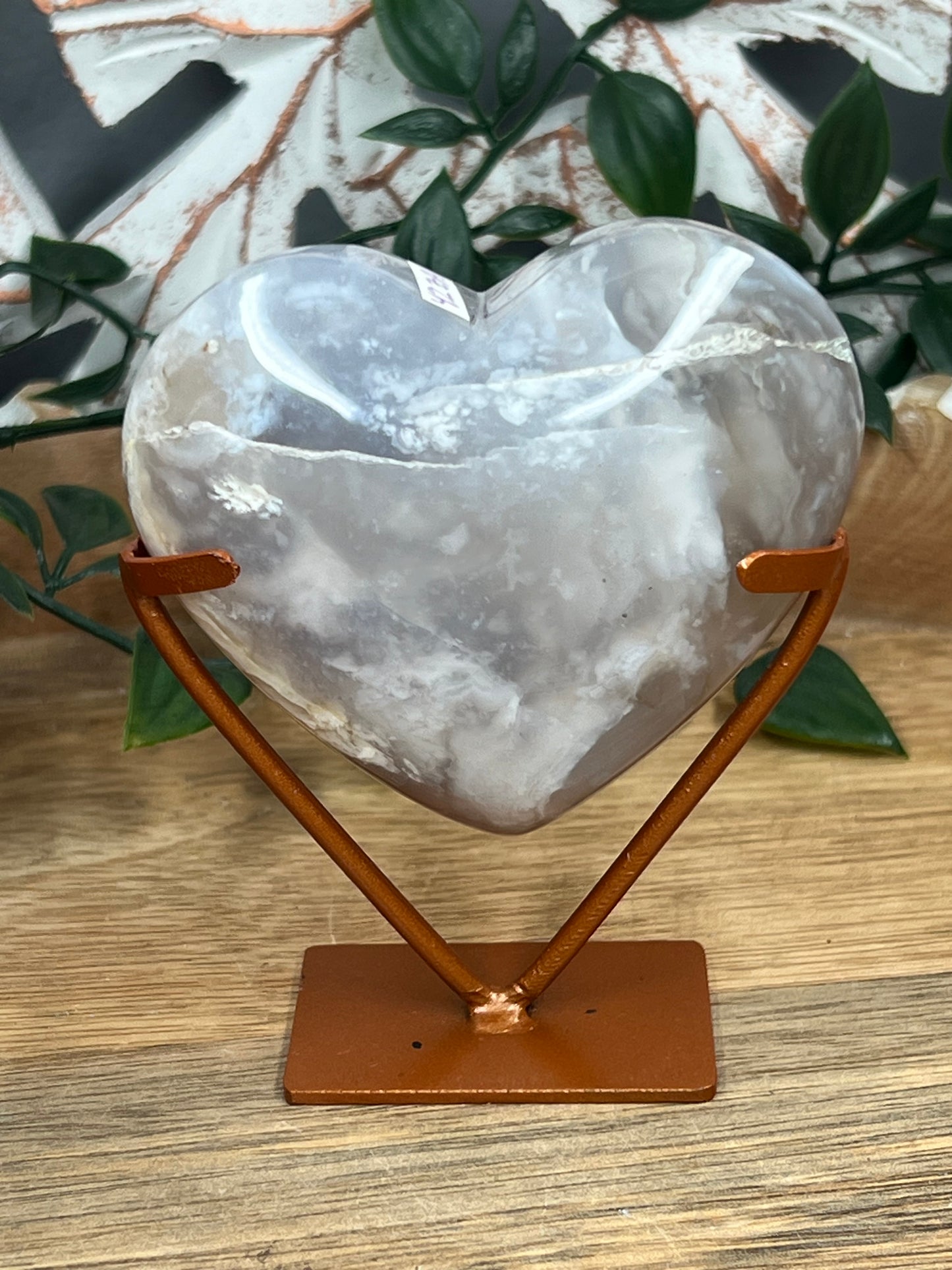 Blue Grey Lace Agate Heart