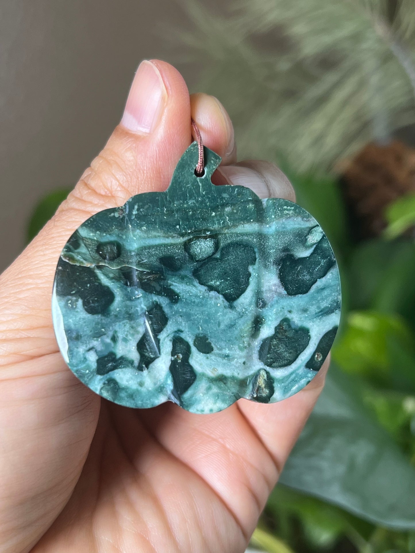 Blue Green Jasper Pumpin Ornament