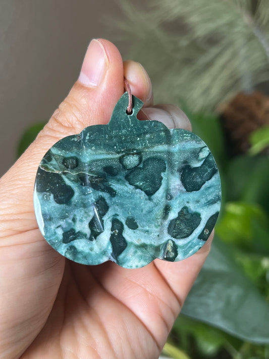 Blue Green Jasper Pumpin Ornament