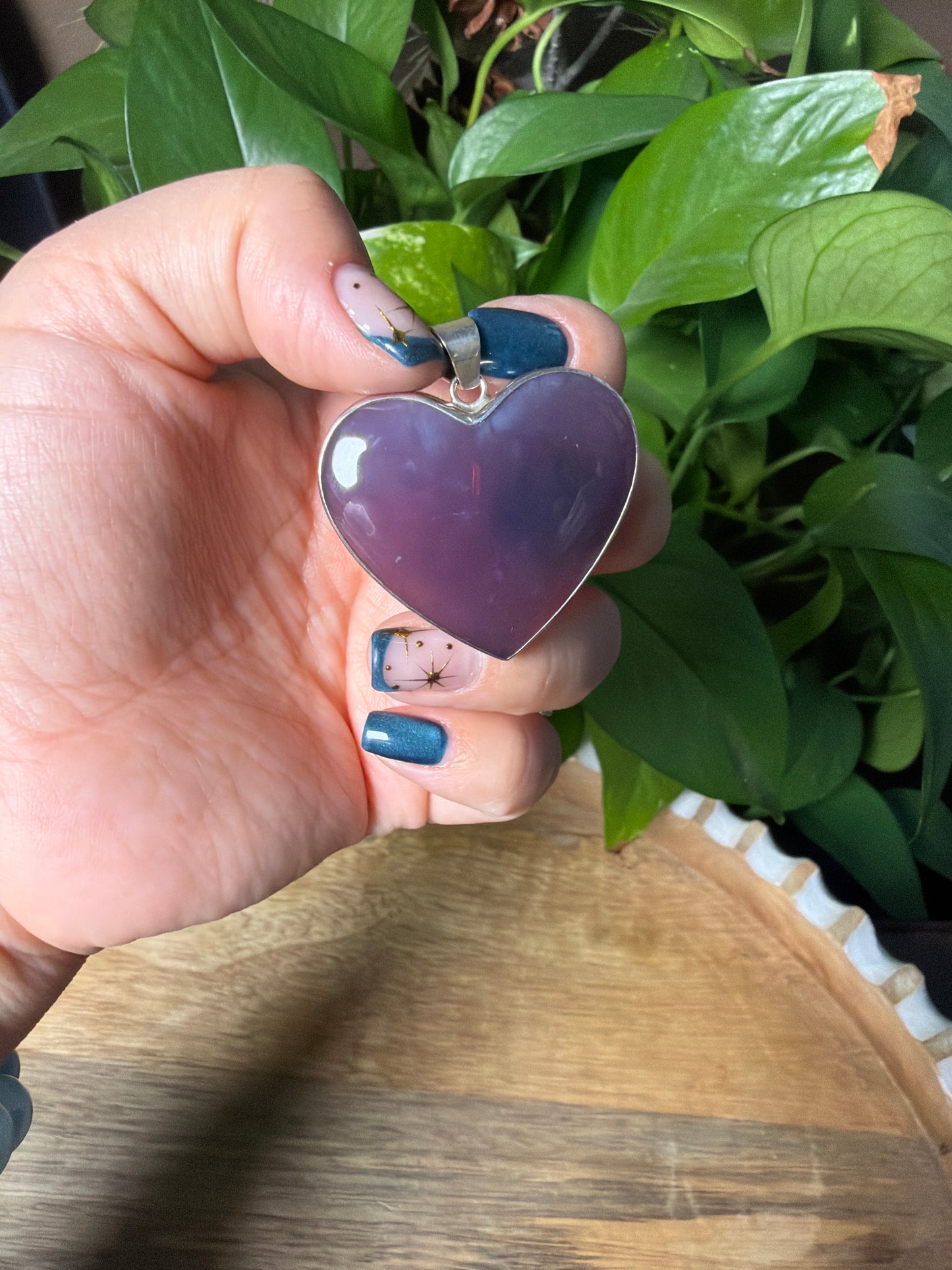 Purple Chalcedony Heart Pendant