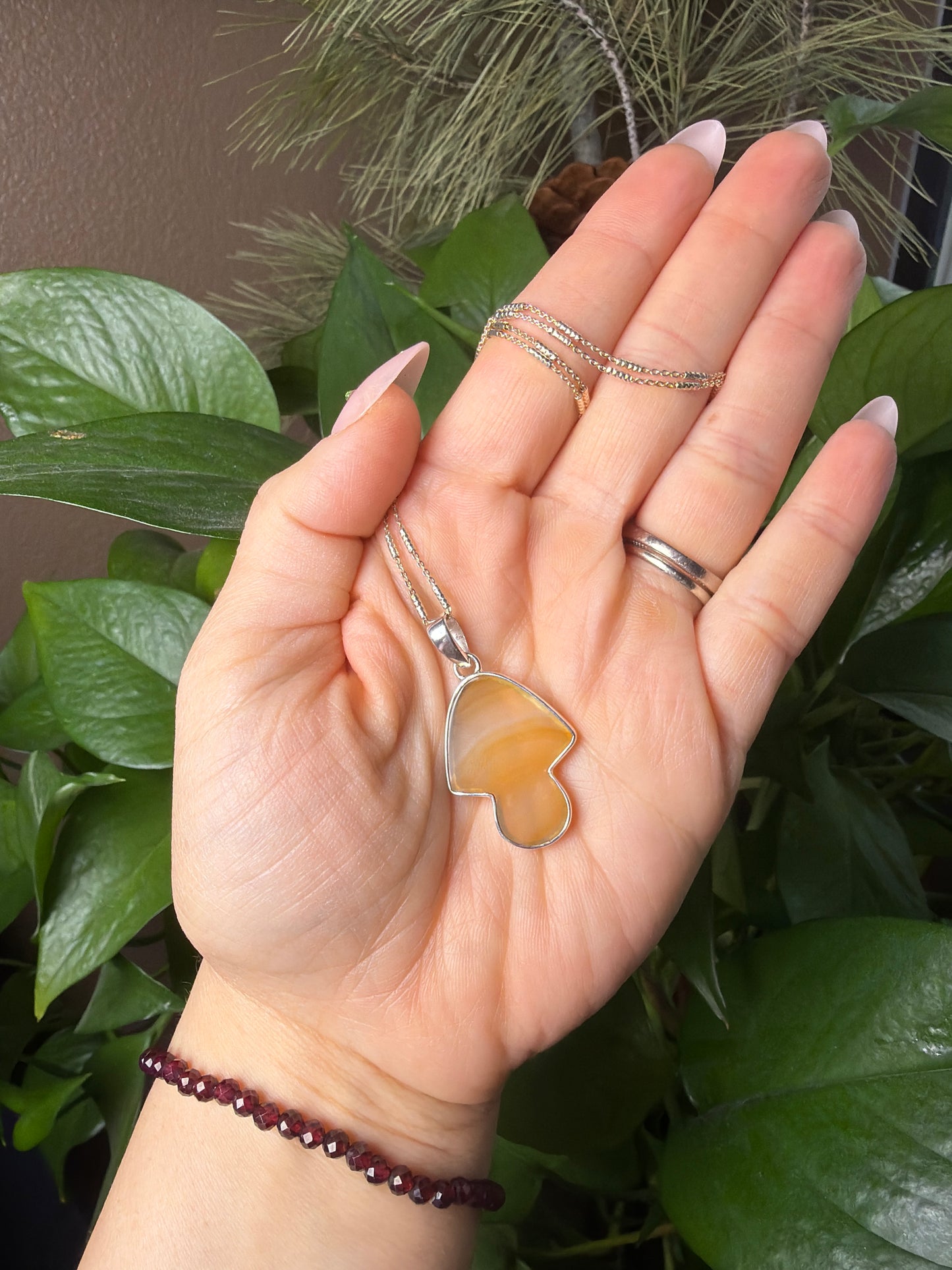 Iris Agate Mushroom Necklace