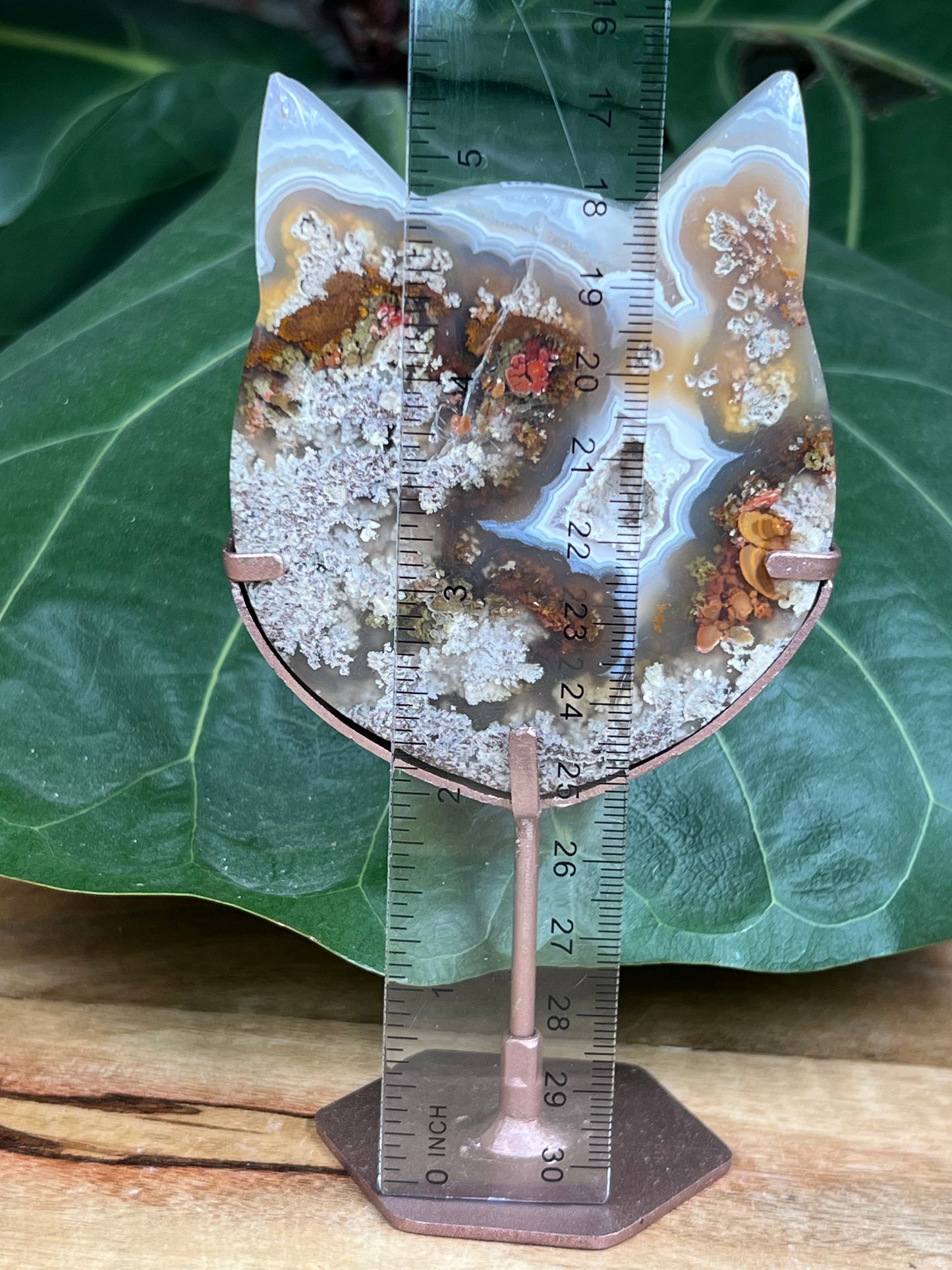 Scenic Moss Agate Cat Head