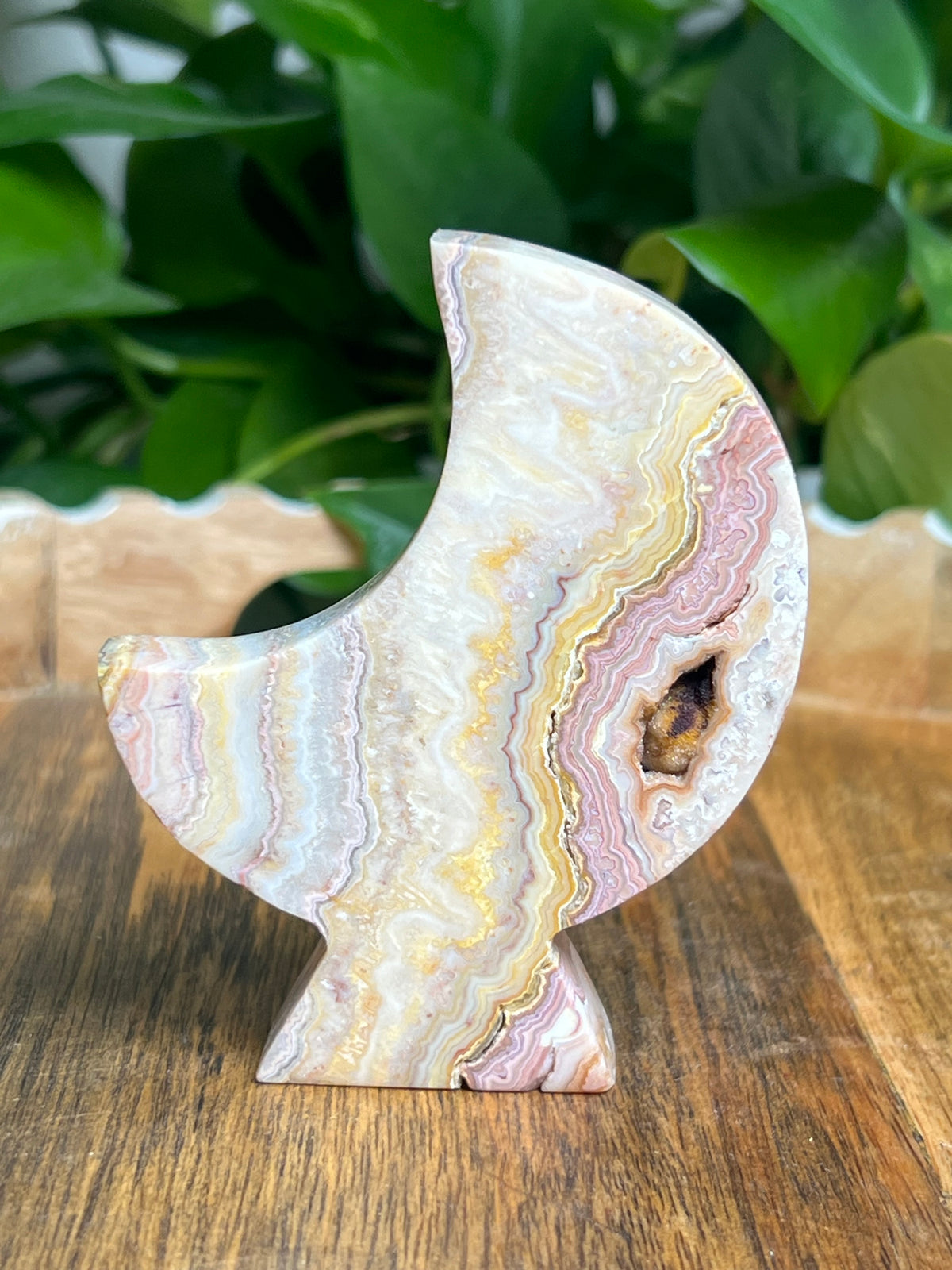 Crazy Lace Agate Self Standing Moon: P