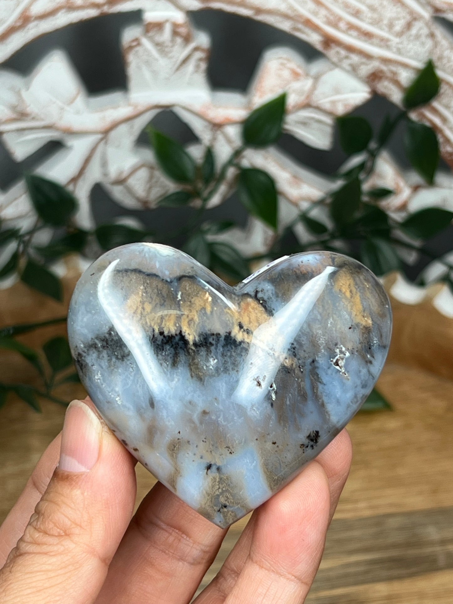 Dendritic Tiger Agate Heart