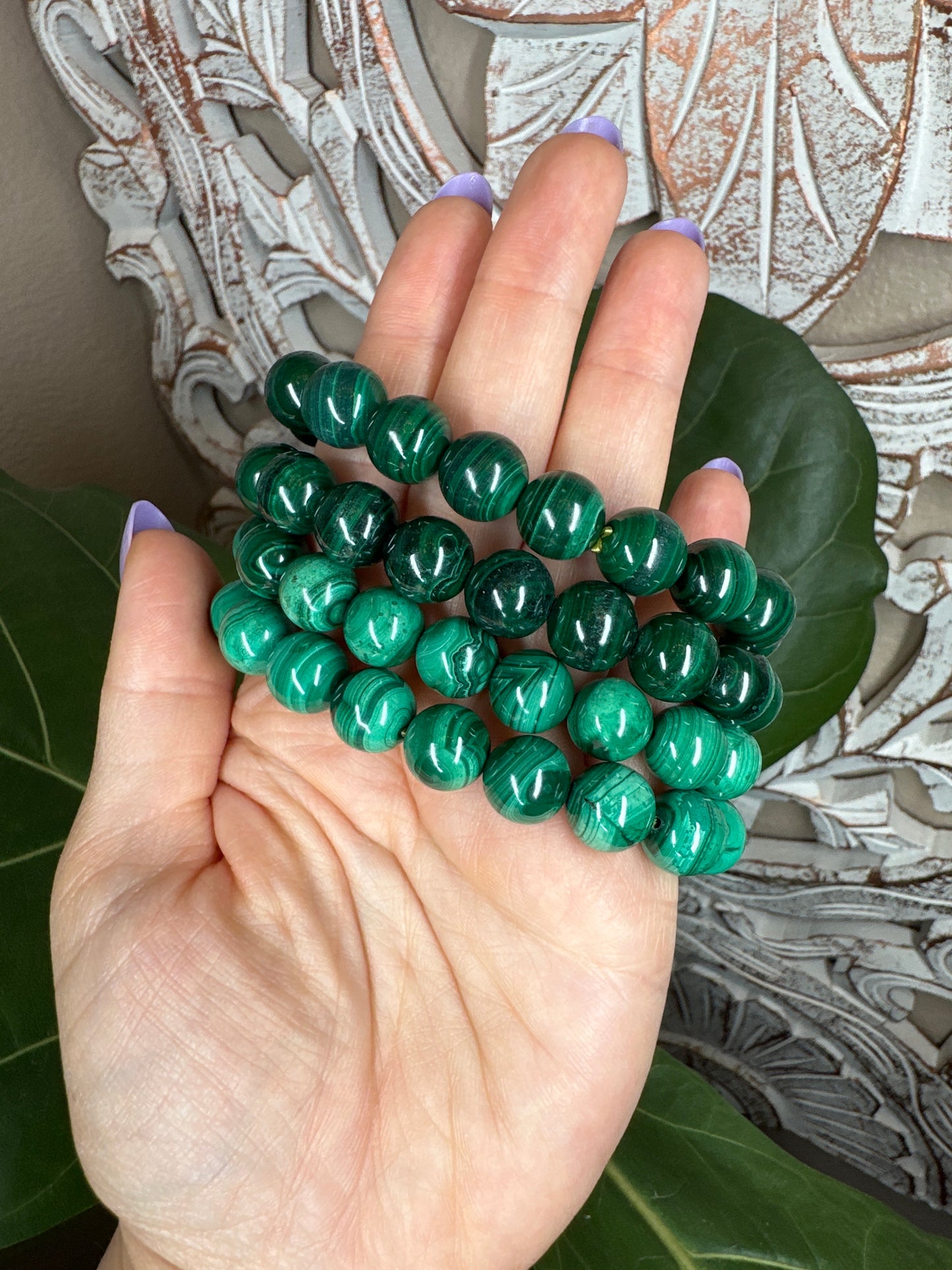 Malachite Beaded Bracelets (11mm)