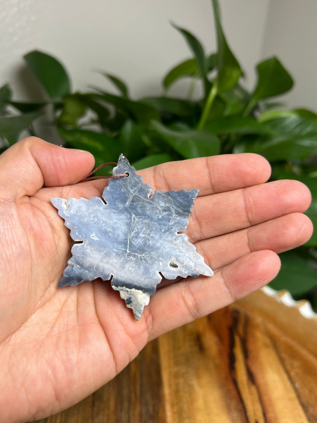 Blue Plume Agate Ornament Snowflake: A