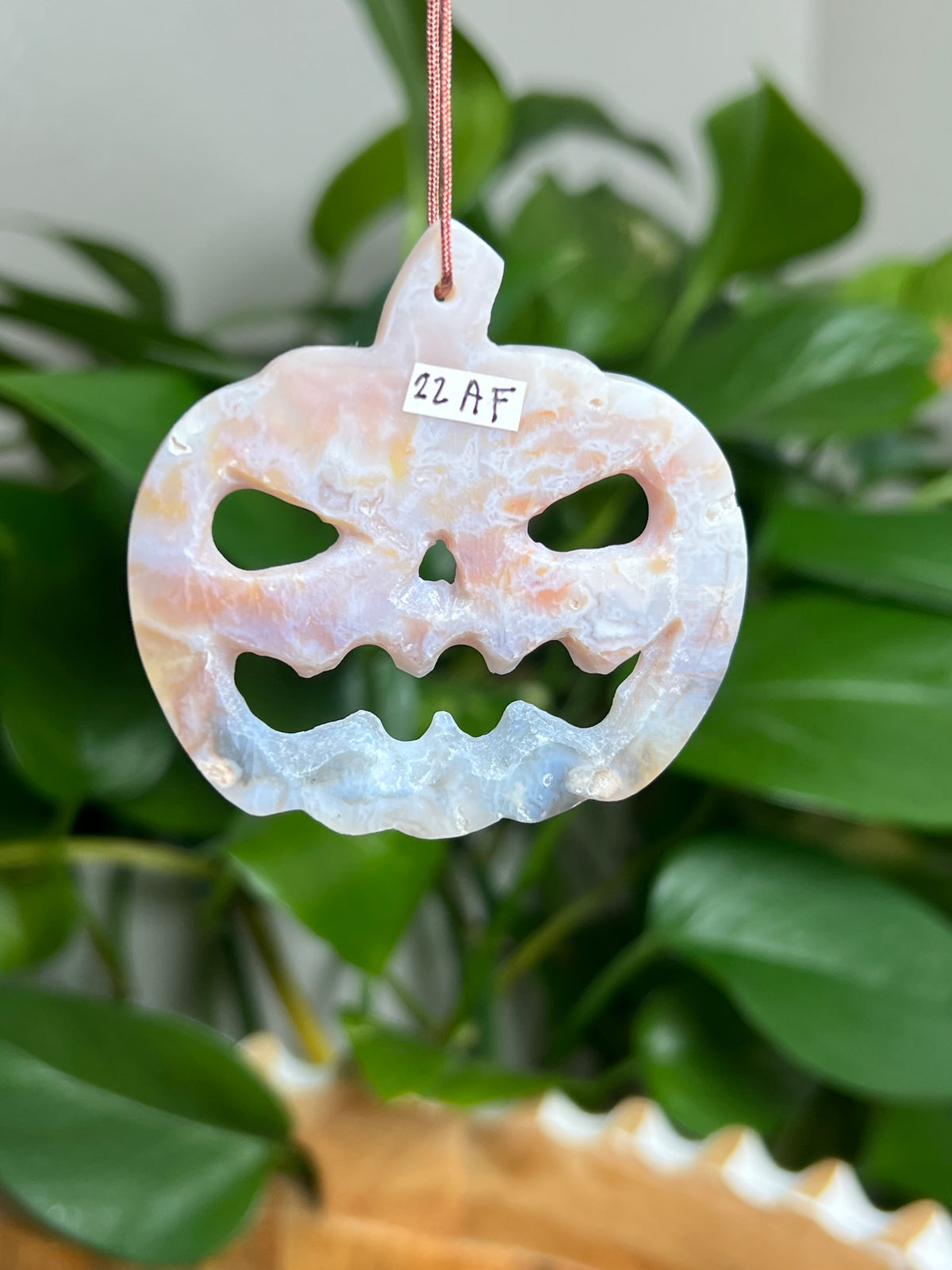 Rainbow Plume Agate Ornament Pumpkin: AF