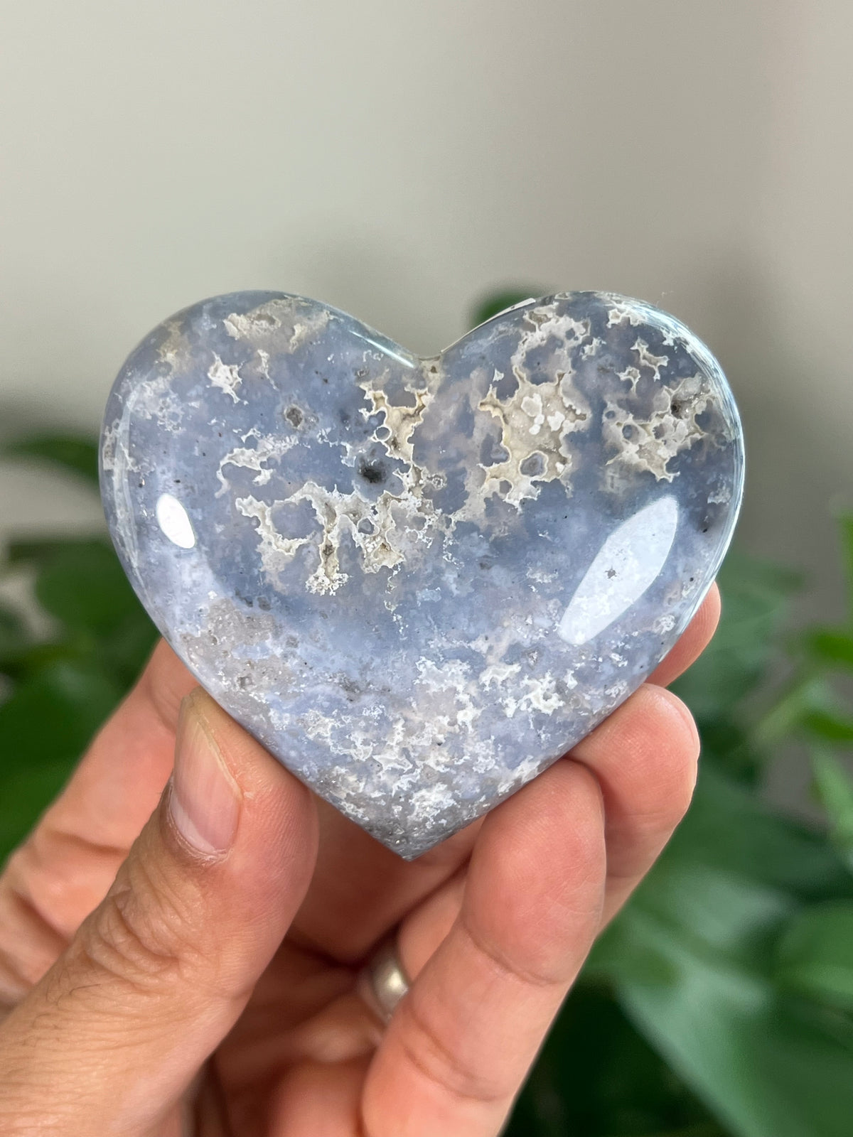 Blue Plume Agate Small Hearts