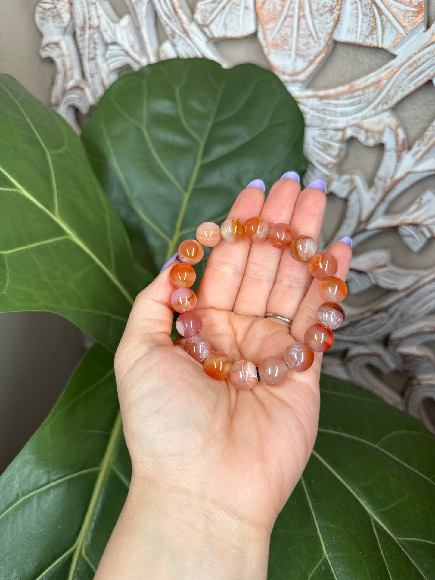 Carnelian Beaded Bracelet (12mm)