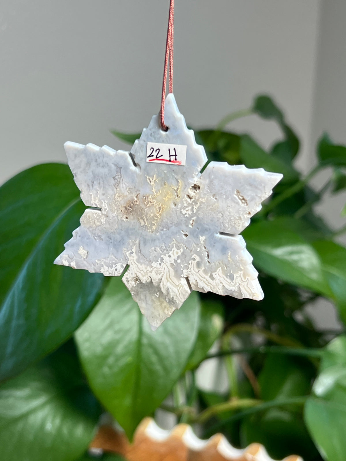 Blue Plume Agate Snowflake Ornaments