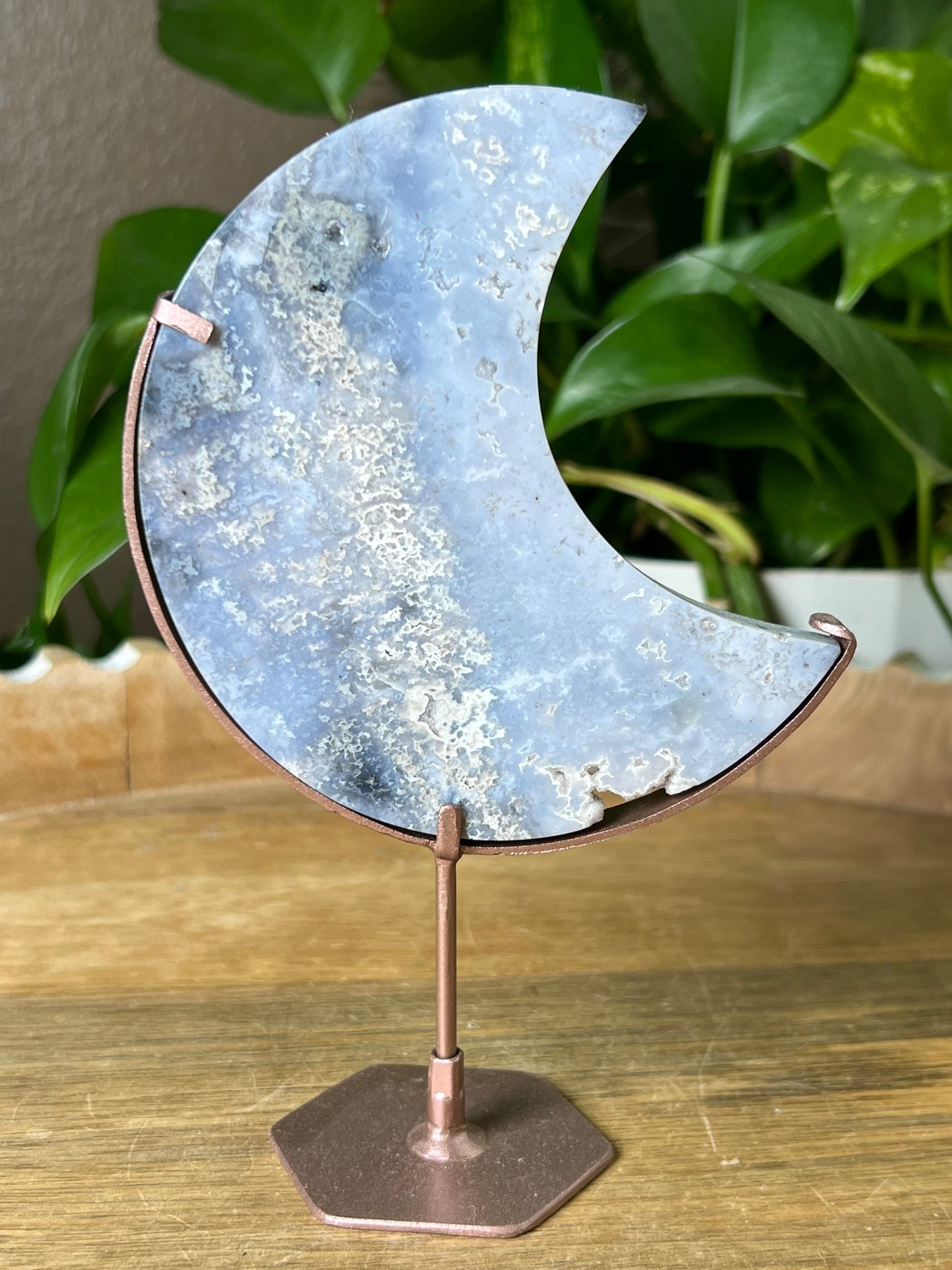 Blue Plume Agate Moon